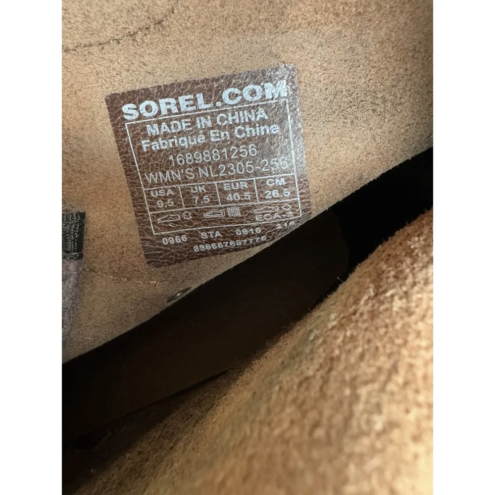 SOREL Joan Of Arctic Wedge Mid‎ Tobacco Leather Women's Size 9.5